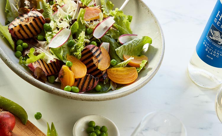 Grilled Peach Salad with Roasted Beets and Citrus Honey Vinaigrette